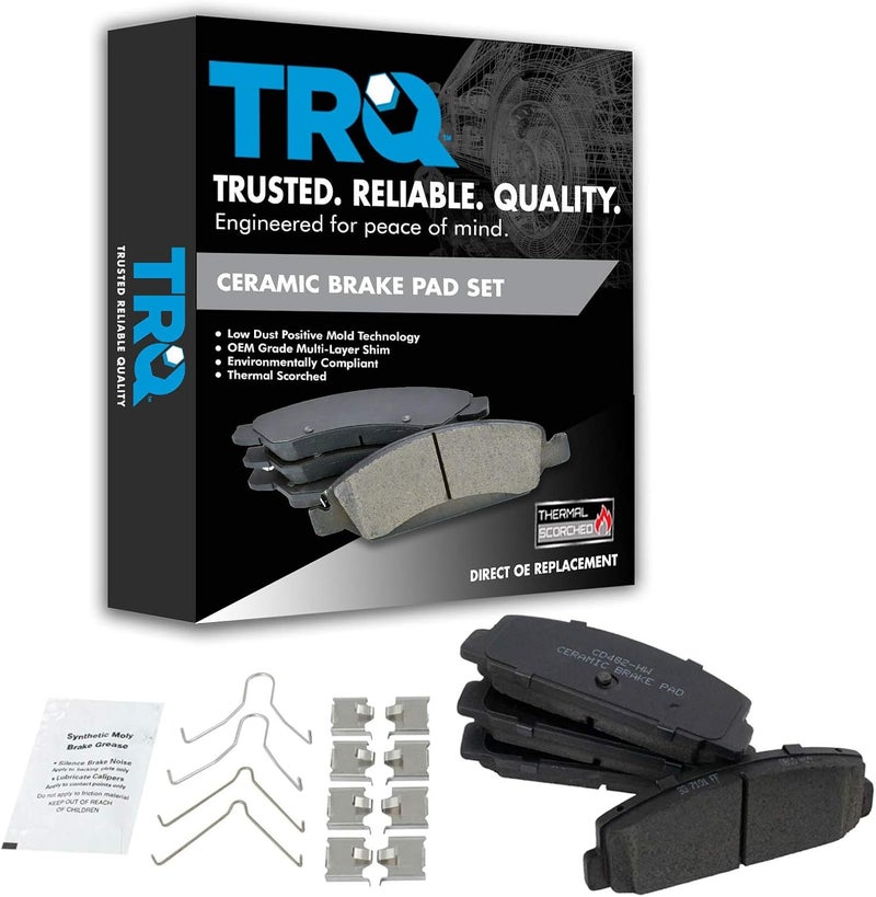 TRQ Rear Brake Pads Ceramic Compatible with 2003-2005 Mazda 6 2003 Protege 1989-1995 RX-7 - Image 1